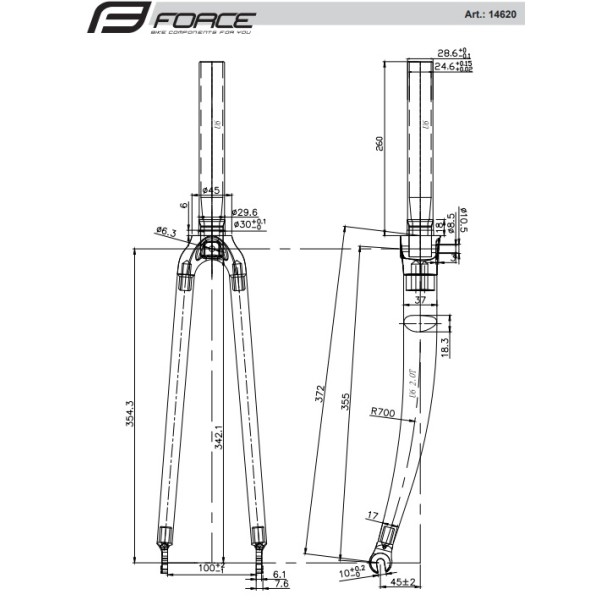 Шосейна вилка Force  1-1/8